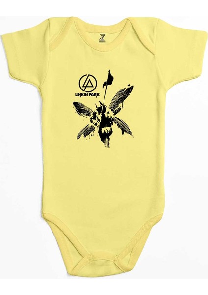 Linkin Park Butterfly Sarı Renk Bebek Body Zıbın