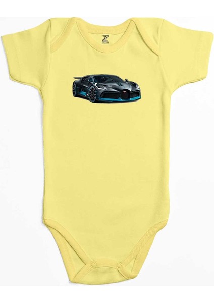 Bugati Car Sarı Renk Bebek Body Zıbın