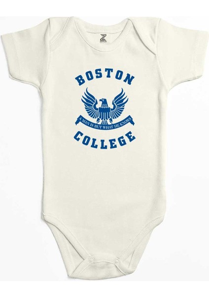 Boston College Logo Ekru Renk Bebek Body Zıbın
