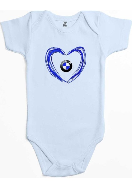 Bmw Heart Logo Mavi Renk Bebek Body Zıbın