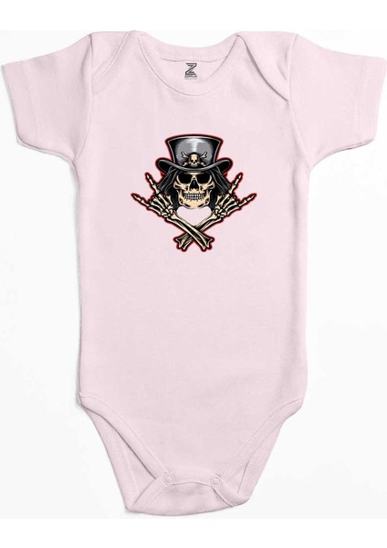 Slash Skull Pembe Renk Bebek Body Zıbın