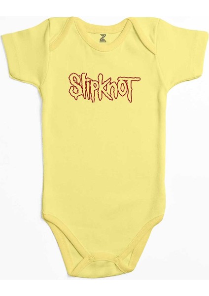 Slipknot Text Sarı Renk Bebek Body Zıbın