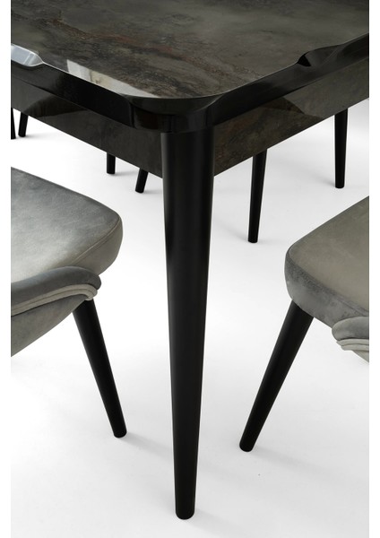 Ortadan Açılır Büyüyen 70 x 120 cm Cappicino Ahşap Salon Yemek Masa Sandalye Takımı 4 Suna Sandalyeli