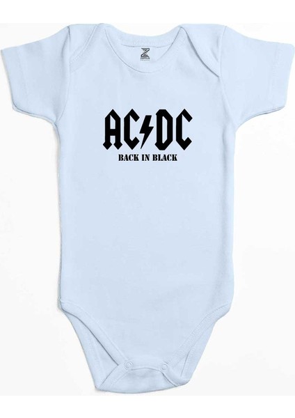 Ac Dc Back In Black Mavi Renk Bebek Body Zıbın