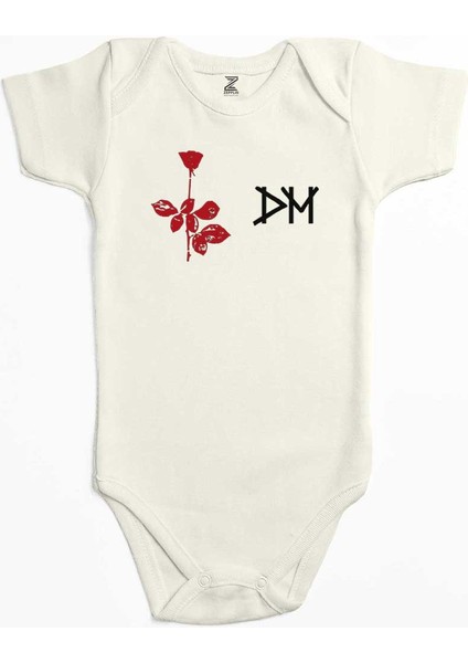 Depeche Mode Rose Ekru Renk Bebek Body Zıbın