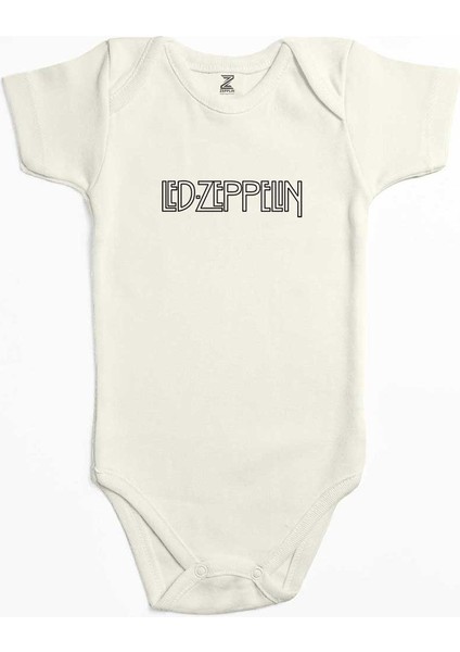 LED Zeppelin Logo 2 Ekru Renk Bebek Body Zıbın