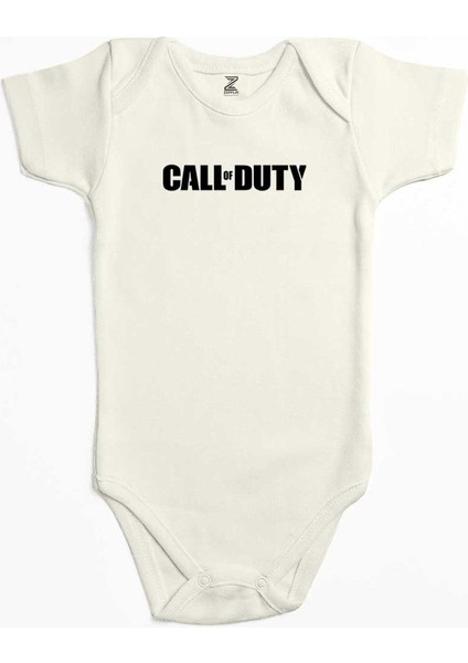 Call Of Duty Black Text Ekru Renk Bebek Body Zıbın