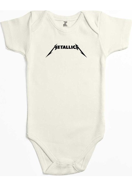 Metallica Classic Logo Ekru Renk Bebek Body Zıbın