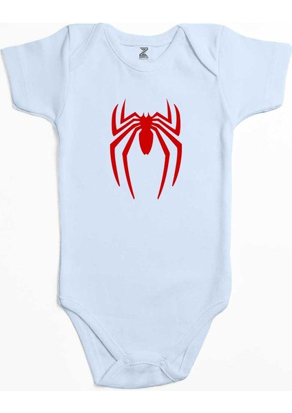 Spiderman Logo Mavi Renk Bebek Body Zıbın