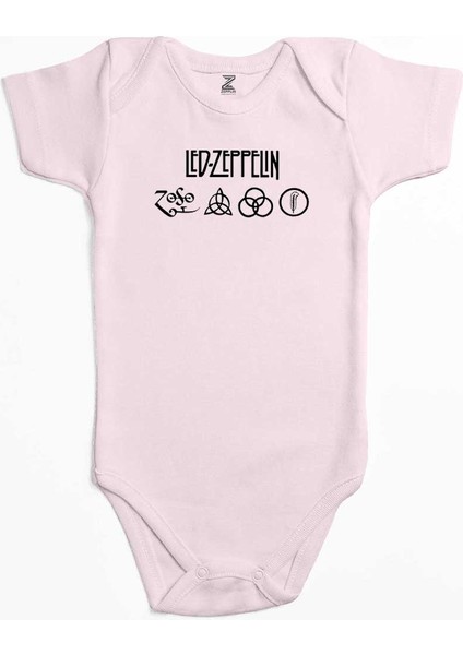 LED Zeppelin Zoso Pembe Renk Bebek Body Zıbın