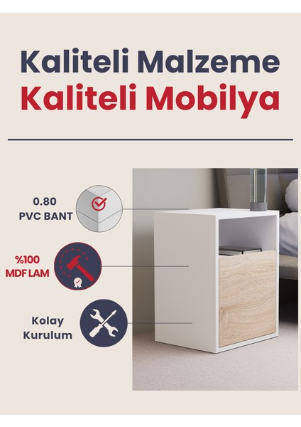 Kapaklı Raflı Komodin, %100 MDF Sonoma/Beyaz & Karbon Gri/Sonoma indirimleri