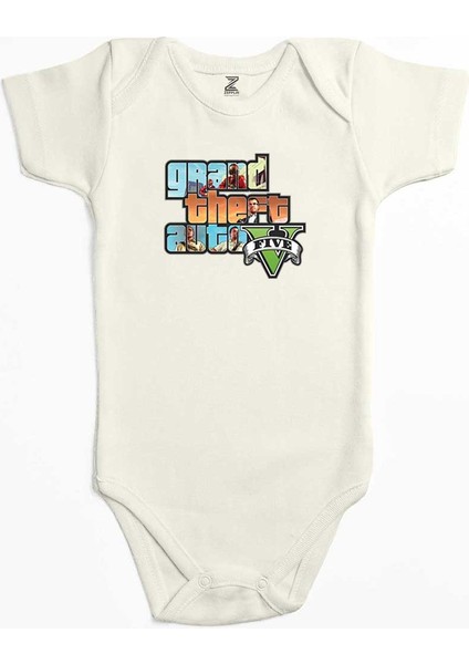 Grand Theft Auto Five Mans Ekru Renk Bebek Body Zıbın