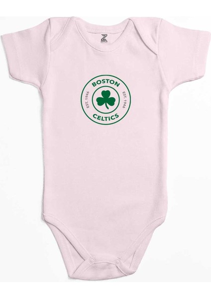 Boston Celtcs Logo Pembe Renk Bebek Body Zıbın