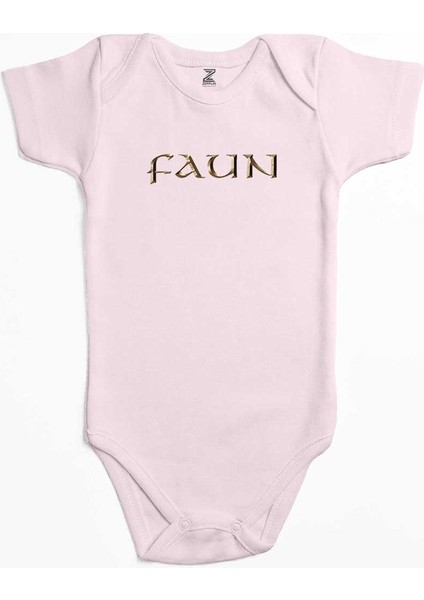Faun Color Logo Pembe Renk Bebek Body Zıbın