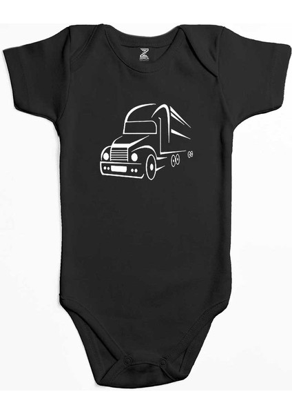 Tır Silüet Siyah Renk Bebek Body Zıbın