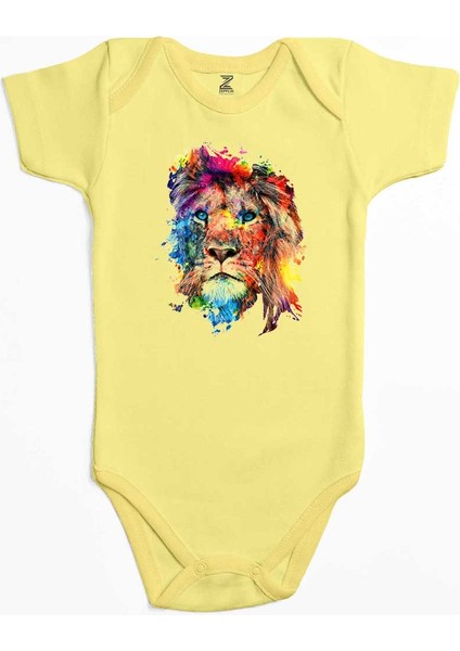 Lion Rainbow Sarı Renk Bebek Body Zıbın