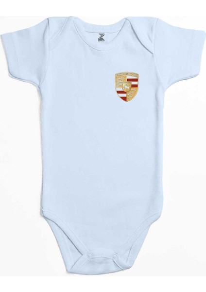Porsche Logo Mavi Renk Bebek Body Zıbın
