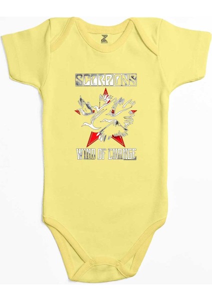 Scorpions Wind Of Change Sarı Renk Bebek Body Zıbın