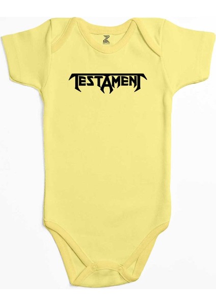 Testament Logo Text Sarı Renk Bebek Body Zıbın