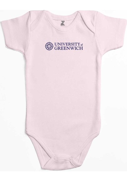 University Of Greenwich Logo Pembe Renk Bebek Body Zıbın