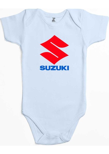 Suzuki Logo Text Mavi Renk Bebek Body Zıbın