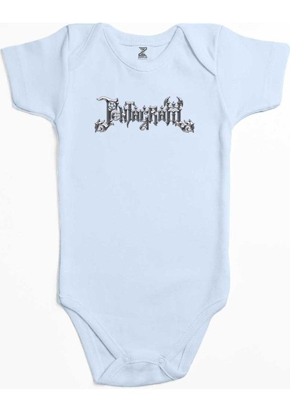 Pentagram Text Mavi Renk Bebek Body Zıbın
