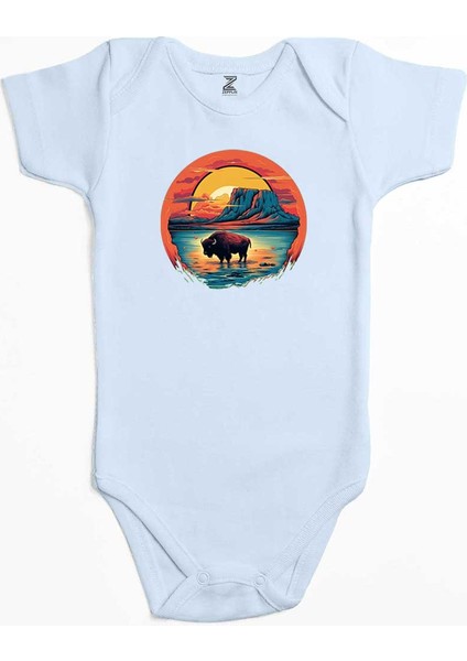 Bufola In The Oasis Mavi Renk Bebek Body Zıbın