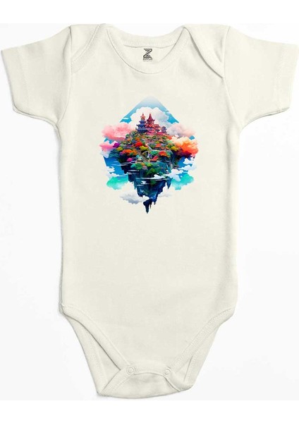 The Island On The Cloud Ekru Renk Bebek Body Zıbın
