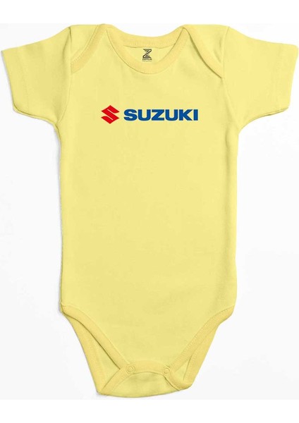 Suzuki Motorcycle Logo Sarı Renk Bebek Body Zıbın