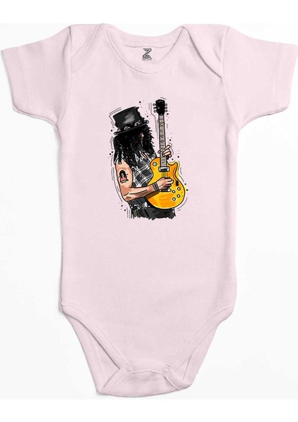 Slash Guitar Cartoon Pembe Renk Bebek Body Zıbın