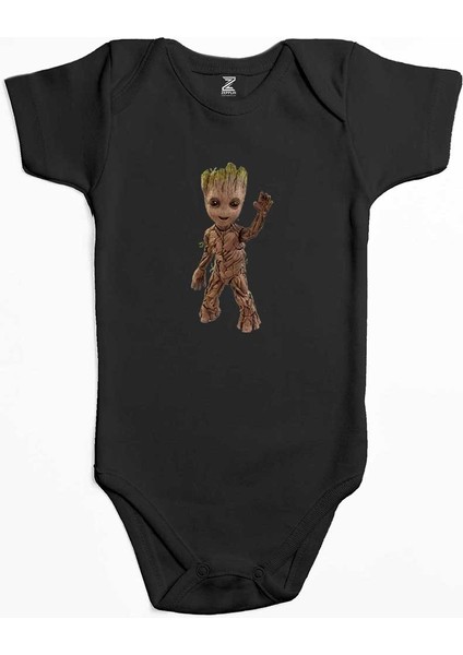 Groot Baby Siyah Renk Bebek Body Zıbın