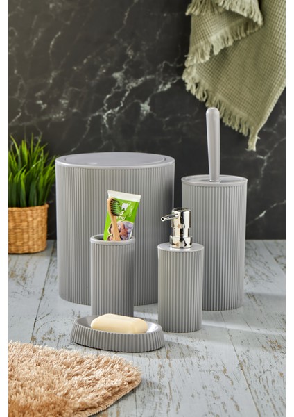 Line 5 Parça Yuvarlak Banyo Seti - Çöp Kovası Wc Fırçası Sıvı-Katı Sabunluk Diş Fırçası fiyatları