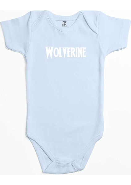 Wolverine Text White Mavi Renk Bebek Body Zıbın