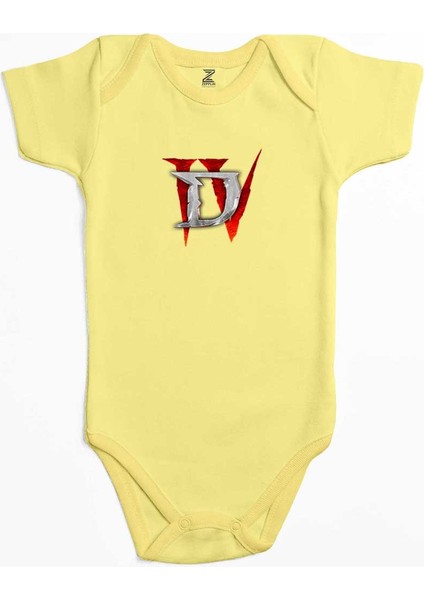 Diablo Iv For Logo Sarı Renk Bebek Body Zıbın