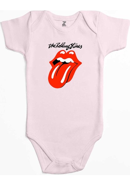 The Rolling Stones Logo Pembe Renk Bebek Body Zıbın
