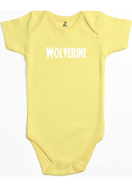 Wolverine Text White Sarı Renk Bebek Body Zıbın