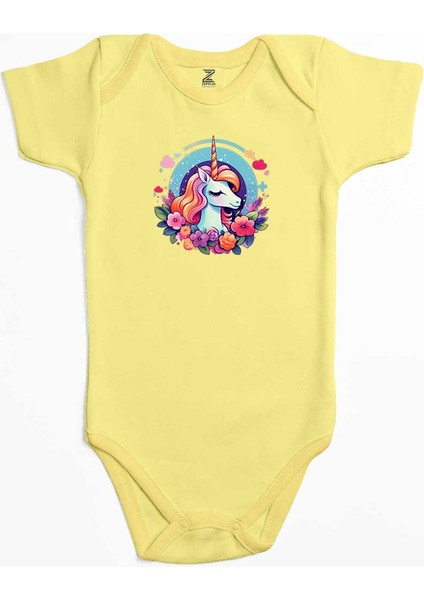 Charming Unicorn Sarı Renk Bebek Body Zıbın