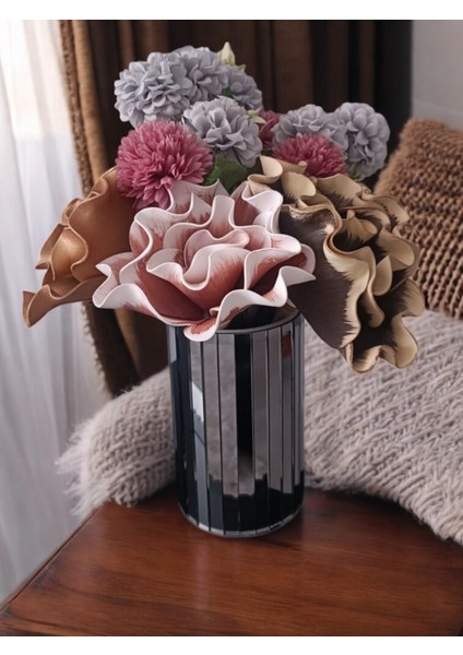 Füme Aynalı Vazo -20 cm Dekoratif Ayna Vazo