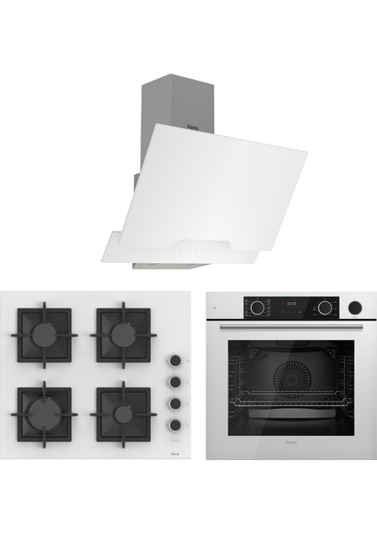 Fryart&steamart Sc Serisi Beyaz 3'lü Ankastre Set ( XE64CB-SC206-D064 )