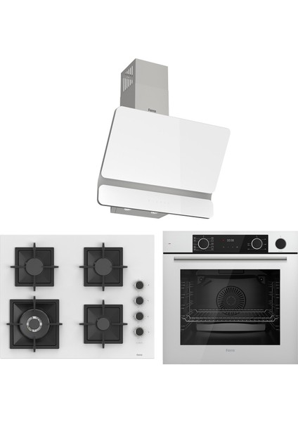 Fryart Sc Serisi Wok'lu Beyaz 3'lü Ankastre Set ( XE64CB-SC406-D081 )