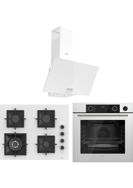 Fryart Sc Serisi Wok'lu Beyaz 3'lü Ankastre Set ( XE64CB-SC406-D087 )