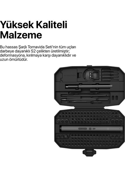 Şarjlı LED Işıklı Hassas Tork Ayarlı Taşınabilir Tornavida Seti (153 Parça) X6833