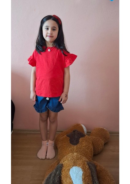 Dokuma Şortlu Fırfırlı Takım