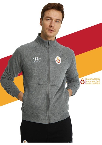 Lisanslı Dik Yaka Fermuarlı Gri Sweat Gs Aslan Baskılı
