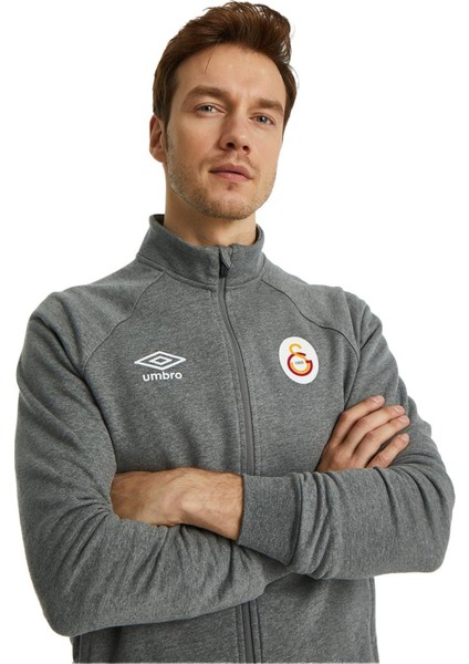 Lisanslı Dik Yaka Fermuarlı Gri Sweat Gs Aslan Baskılı