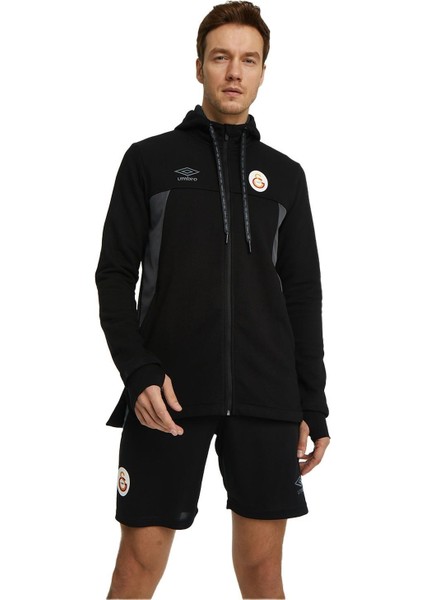 Lisanslı Kapüşonlu Siyah Fermuarlı Hoodie Gs Aslan Baskılı