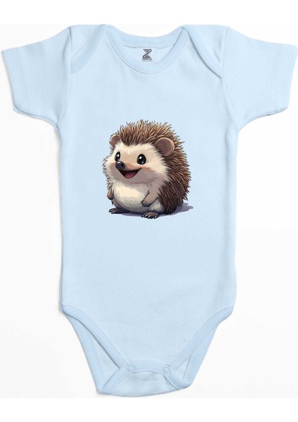 Kirpi Mavi Renk Bebek Body Zıbın