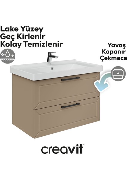 D20 80 cm Iki Çekmeceli Lavabo Dolabı Dafne Lake Kapak