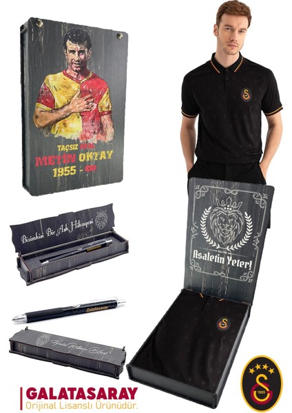 Orijinal Lisanslı Match Day Siyah T-Shirt + Uçlu Kalem Set Hediyelik Ahşap Kutulu