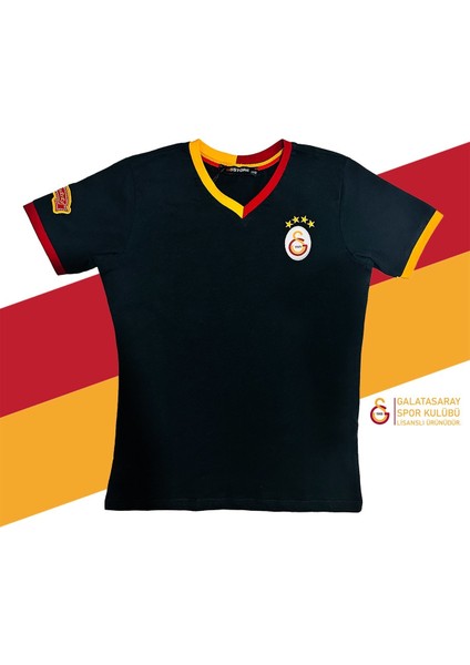 Lisanslı Siyah Basic Çocuk T-Shirt Gs Aslan Baskılı Hediyelik Ahşap Kutulu